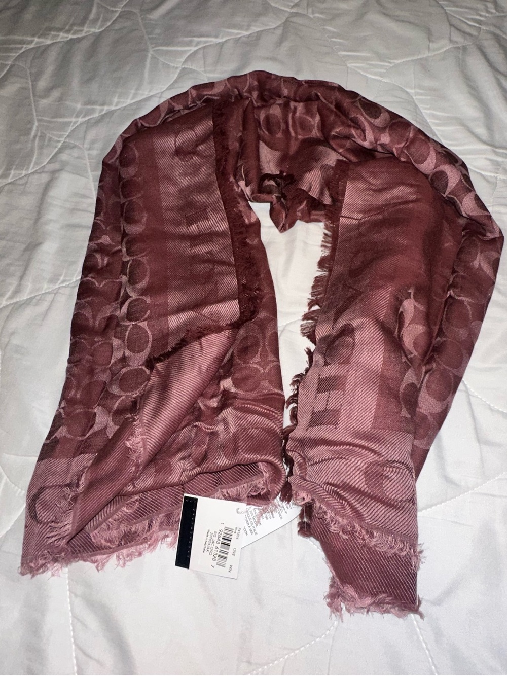 Coach Jacquard Logo Scarf in Rust Brown